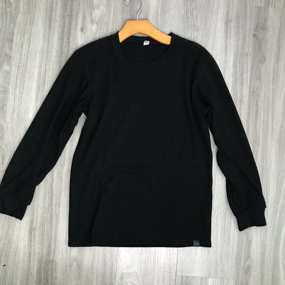 Uniqlo Heat Tech Waffle Knit Long Sleeve T Shirt Black Mens S - Picture 7 of 10